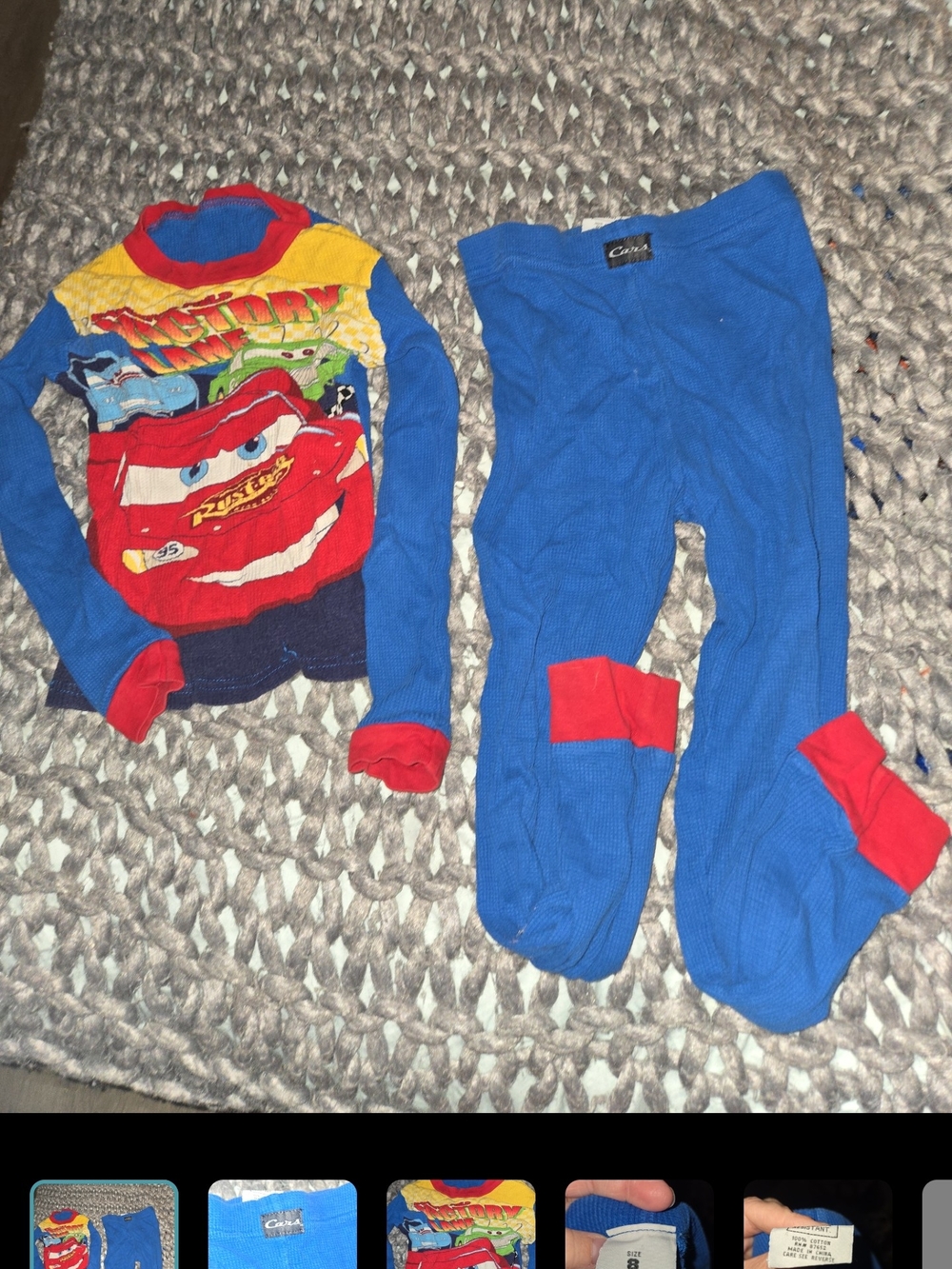Disney Lightning McQueen Blue Red Yellow Kids Costume Pajama Set